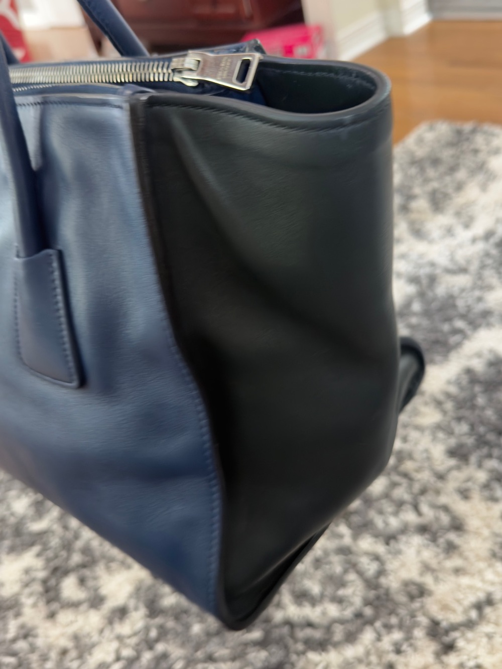 Prada NAVY CITY TWIN ZIPPER Blue and Black Leather - Picture 7 of 16
